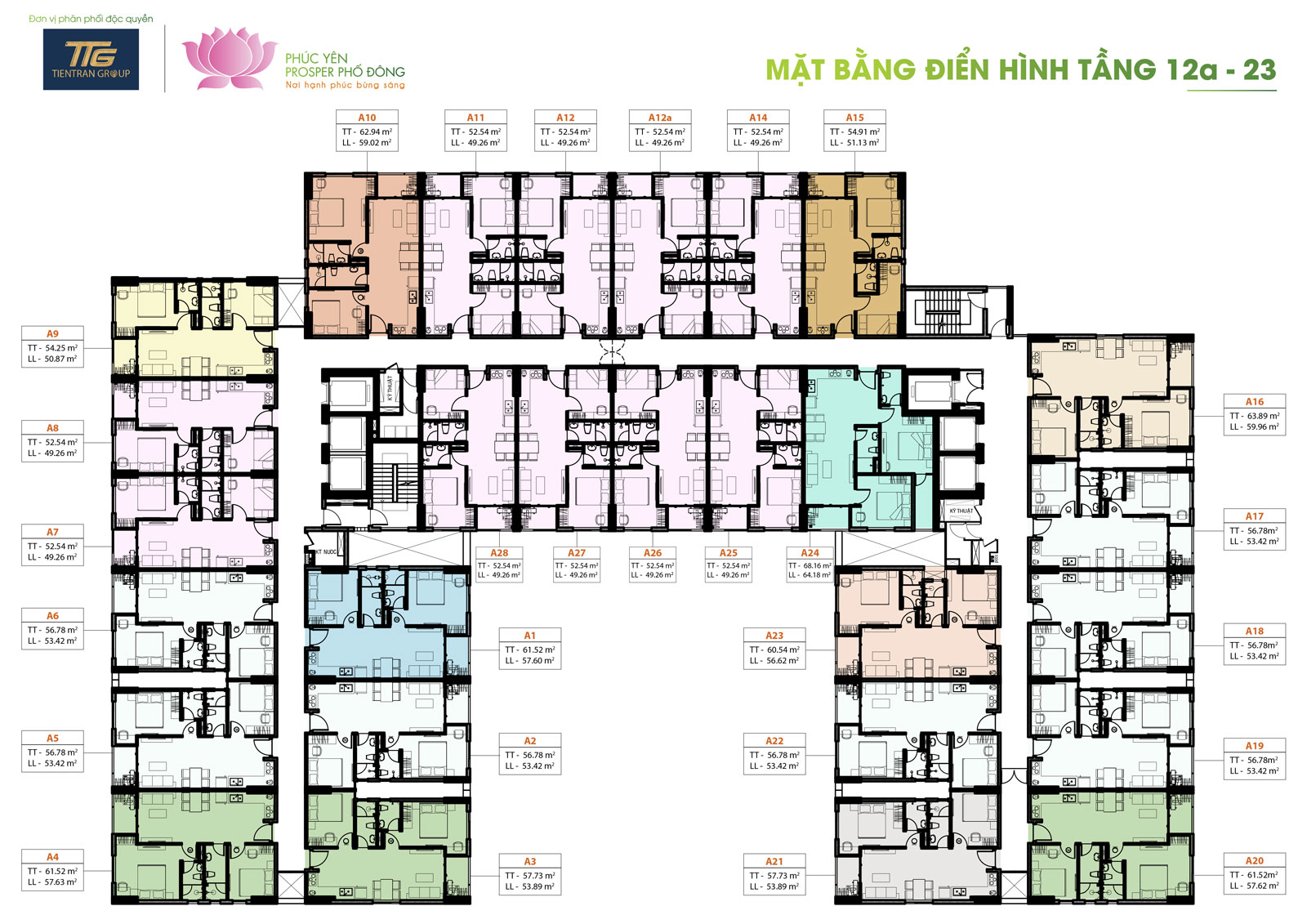 Mặt bằng tầng điển hình Phúc Yên Prosper Phố Đông - Tầng 12a đến Tầng 23